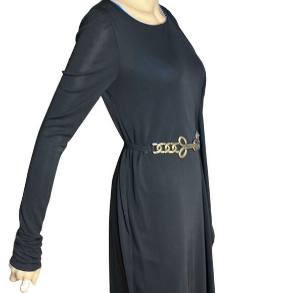 BCBG Max Azria Asymmetrical Drape Black Blue Dress (022) - Picture 5 of 15